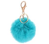 QUARKZMAN Pom Pom Schlüsselanhänger, 8cm Kunstpelz Puff Ball Schlüsselanhänger, Weicher Niedlicher Plüsch Flauschiger Ball Schlüsselring für Damen Geldbörsen Handtaschen Rucksack (Blau)