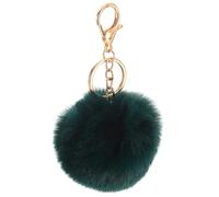QUARKZMAN Pom Pom Schlüsselanhänger, 8cm Kunstpelz Puff Ball Schlüsselanhänger, Weicher Niedlicher Plüsch Flauschiger Ball Schlüsselring für Damen Geldbörsen Handtaschen (Dunkelgrün)