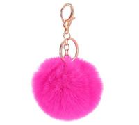 QUARKZMAN Pom Pom Schlüsselanhänger, 8cm Kunstpelz Puff Ball Schlüsselanhänger, Weicher Niedlicher Plüsch Flauschiger Ball Schlüsselring für Damen Geldbörsen Handtaschen Rucksack (Rosarot)