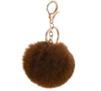 QUARKZMAN Pom Pom Schlüsselanhänger, 8cm Kunstpelz Puff Ball Schlüsselanhänger, Weicher Niedlicher Plüsch Flauschiger Ball Schlüsselring für Damen Geldbörsen Handtaschen Rucksack (Kaffee)