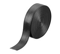 QUARKZMAN PU Lederriemen, 20mm*5m Lederband flach Lederbesatzband Umklappbare Lederstreifen Kunstleder Zum Selbernähen Basteln Handtaschen Schulranzen Rucksäcke - Schwarz