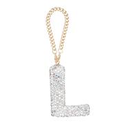 QUARKZMAN Schlüsselanhänger Buchstabe-L, Glitzer Strass Schlüssel, Bling Taschenanhänger für Tür AutoSchlüssel Handtaschen Deko DIY Damen Geschenk, Weiß