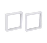 QUARKZMAN Schwebender Rahmen Displayhalter 3D Schmuckdisplaybox 4.33 x 4.33 x 0.79 Zoll Weiß für Ring Halskette Armband Ohrring Packung von 2