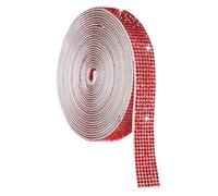 QUARKZMAN SelbStklebende Kristall Strass Band Rolle 7 Reihen von 4 Yard Kristall Diamant Band Rolle Strass Aufkleber für Kunst Basteln Hochzeit Geburtstage Dekoration Rot