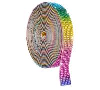 QUARKZMAN Selbstklebendes Kristall-Strassband, 7 Reihen von 4 Yard Kristall-Diamantbandrolle, Strassaufkleber für Kunsthandwerk Hochzeiten Geburtstage Dekoration Regenbogen