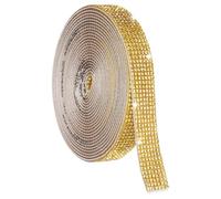 QUARKZMAN Selbstklebendes Kristall-Strassband, 7 Reihen von 4 Yard Kristall-Diamantbandrolle, Strassaufkleber für Kunsthandwerk Hochzeiten Geburtstage Dekoration Gold