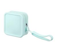 QUARKZMAN Silicone Makeup Bag 3 Inch Square Cosmetic Bag Waterproof Makeup Pouch Travel Toiletry Organizers for Women (Small Blue)