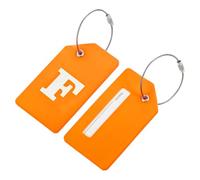 QUARKZMAN Silikon Gepäckanhänger 3,6"x2" Kofferanhänger flugreise Koffer Adressanhänger ID Etikett Kofferetiketten für Reisekoffer Tasche Initialbuchstabe F, Orange, Packung mit 2