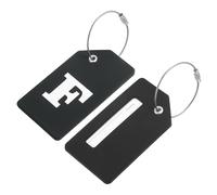 QUARKZMAN Silikon Gepäckanhänger 3,6"x2" Kofferanhänger flugreise Koffer Adressanhänger ID Etikett Kofferetiketten für Reisekoffer Tasche Initialbuchstabe F, Schwarz, Packung mit 2