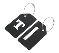 QUARKZMAN Silikon Gepäckanhänger 3,6"x2" Kofferanhänger flugreise Koffer Adressanhänger ID Etikett Kofferetiketten für Reisekoffer Tasche Initialbuchstabe T, Schwarz, Packung mit 2