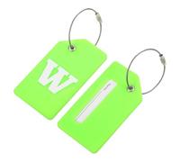 QUARKZMAN Silikon Gepäckanhänger 3,6"x2" Kofferanhänger flugreise Koffer Adressanhänger ID Etikett Kofferetiketten für Reisekoffer Tasche Initialbuchstabe W, Grün, Packung mit 2