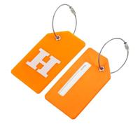 QUARKZMAN Silikon Gepäckanhänger 3,6"x2" Kofferanhänger flugreise Koffer Adressanhänger ID Etikett Kofferetiketten für Reisekoffer Tasche Initialbuchstabe H, Orange, Packung mit 2