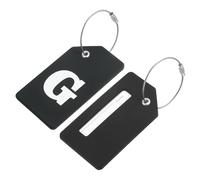 QUARKZMAN Silikon Gepäckanhänger 3,6"x2" Kofferanhänger flugreise Koffer Adressanhänger ID Etikett Kofferetiketten für Reisekoffer Tasche Initialbuchstabe G, Schwarz, Packung mit 2