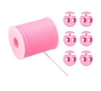 QUARKZMAN Synthetisches Gummiband-Set, 54,7 Yards (50M) Kordel mit 6 Kunststoff-Verschlüssen für elastische Zugbänder, DIY-Näharbeiten, Pink