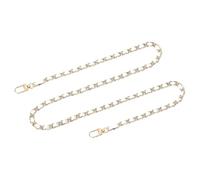 QUARKZMAN Taschenkette Geldbörse Kettenriemen, 100cm Taschenriemen Handtaschenketten mit Metallschnallen für Schulter Crossbody Taschen Ersatzriemen(Weißer Riemen + Goldkette)