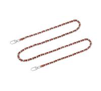 QUARKZMAN Taschenkette Geldbörse Kettenriemen, 120cm Taschenriemen Handtaschenketten mit Metallschnallen für Schulter Crossbody Taschen Umhängetasche(Brauner Riemen + Silberkette)