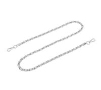 QUARKZMAN Taschenkette Metall Kette Trageriemen 120cm Schultergurt Leder Eisen Flachkette Taschengurt mit Schnallen Riemen für Umhängetasche Cross Body Taschen (Grau Gurt+Silberne Kette)