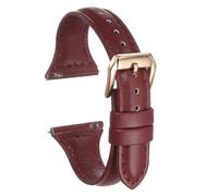 QUARKZMAN Uhrenarmband 22mm Leder mit Rose Golden Edelstahl Schnalle, Uhrenarmbänder Schnellverschluss Vintage Ersatzarmband für Smartwatch Universal Uhr Elegantes Damen Herren (Wein)