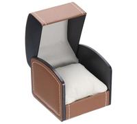 QUARKZMAN Uhrenbox Einzel PU Leder Uhr Reisekoffer Schmuck Aufbewahrungskoffer Organizer mit abnehmbarem Kissen, Bogenförmig Uhrenkasten Armband Halter für Herren Damen (Braun)