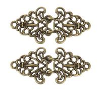 QUARKZMAN Umhangverschluss, 2 Paar zum Annähen geeignete Haken und Ösen, Vintage Blumen Umhangverschlüsse für Pullover, Schal, Cardigan (Bronze)