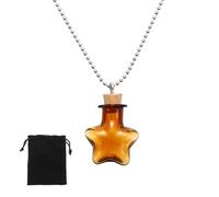 QUARKZMAN Vial Halskette 25mm Kleine Glasflaschen Gläser Anhänger Mit Korkstopfen Schwarzer Samtbeutel Für Schmuck DIY Basteln Party Hochzeit Deko Mitbringsel Sternförmig Champagne