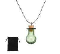 QUARKZMAN Vial Necklace 23mm Kleine Glasflaschen Anhänger Mit Korkstopfen Schwarzer Samtbeutel Für Schmuck DIY Basteln Party Hochzeitsdeko Deko Geschenke Kugelförmig Grün