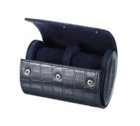 QUARKZMAN Watch Roll Reiseetui 2 Fach Tragbares Leder Uhrenetui Für Männer Und Frauen Uhrenaufbewahrungsbox Mit Entfernbarem Polster Für Reisen Ausstellung Streifentextur Blau