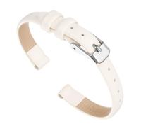 QUARKZMAN Weißes Echtes Leder Armband 8mm Breite Flach Dünnes Elegantes Leder Uhrband Silberfarbene Spange Für Männer Und Frauen