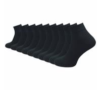 Quarter Socken 100% Baumwolle | Beste Qualität, Perfekte Passform | Kurzsocken Damen (10 Paar) - Schwarz / 39 - 42