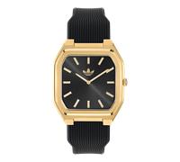 Quarzuhr ADIDAS ORIGINALS "CITY TECH SQUARE", gold (schwarz, schwarz, goldfarben), Armbanduhren, Herren, Quarzuhr, Armbanduhr, Damenuhr, Herrenuhr, Silikonarmband, analog (12041637-0) schwarz, schwarz