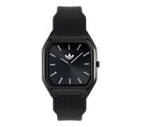 Quarzuhr ADIDAS ORIGINALS "CITY TECH SQUARE", schwarz (schwarz, schwarz, schwarz), Armbanduhren, Herren, Quarzuhr, Armbanduhr, Damenuhr, Herrenuhr, Silikonarmband, analog (60536364-0) schwarz, schwarz