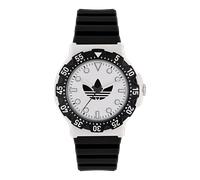 Quarzuhr ADIDAS ORIGINALS "DISCOVERER TWO", schwarz, weiß, Armbanduhren, Damen, Quarzuhr, Armbanduhr, Herrenuhr, Damenuhr, Silikonarmband, Leuchtzeiger (47878120-0) schwarz, weiß