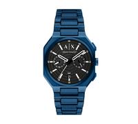 Quarzuhr ARMANI EXCHANGE, blau (blau, schwarz, blau, schwarz), Armbanduhren, Herren, blau, Quarzuhr, Armbanduhr, Edelstahlarmband, analog, Tag, Dualzeit (70999520-0) blau, schwarz, blau, schwarz