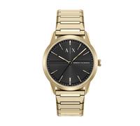 Quarzuhr ARMANI EXCHANGE, gold (gelbgoldfarben, schwarz, gelbgoldfarben), Armbanduhren, Herren, Quarzuhr, Armbanduhr, Edelstahlarmband, analog (95688217-0) gelbgoldfarben, schwarz, gelbgoldfarben