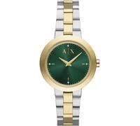 Quarzuhr ARMANI EXCHANGE, gold (silbergoldfarben), Armbanduhren, Damen, Quarzuhr, Armbanduhr, Damenuhr, Edelstahlarmband, analog, Glassteine (72945862-0) silbergoldfarben