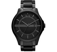 Armani Exchange Uhr für Herren , Dreizeiger-Datumswerk, 46 mm schwarzes Edelstahlgehäuse mit Edelstahlarmband, AX2104