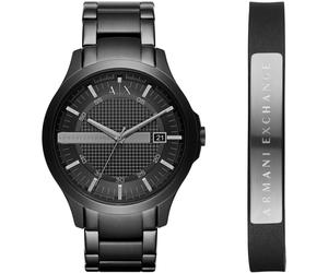 Quarzuhr ARMANI EXCHANGE, schwarz (schwarz, schwarz), Armbanduhren, Herren, Quarzuhr, Armbanduhr, Herrenuhr, Datum, Edelstahlarmband (98375247-0) schwarz, schwarz