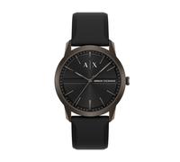 Quarzuhr ARMANI EXCHANGE, schwarz (schwarz, schwarz, braun), Armbanduhren, Herren, Quarzuhr, Armbanduhr, Silikonarmband, analog (65158346-0) schwarz, schwarz, braun