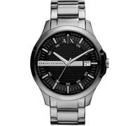 Quarzuhr ARMANI EXCHANGE, silber (silberfarben, schwarz), Armbanduhren, Herren, Quarzuhr, Armbanduhr, Herrenuhr, Datum, analog, Edelstahlarmband (238638-0) silberfarben, schwarz