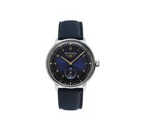 Quarzuhr BAUHAUS, blau (dunkelblau), Armbanduhren, Damen, Quarzuhr, Armbanduhr, Damenuhr, Datum, Leuchtzeiger, Lederband, Made in Germany (91231911-0) dunkelblau