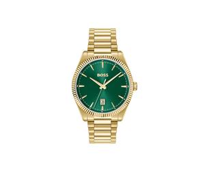 Quarzuhr BOSS "CHESWICK", gold (goldfarben), Armbanduhren, Herren, Quarzuhr, Armbanduhr, Herrenuhr, Edelstahlarmband, analog, Tag (17101961-0) goldfarben