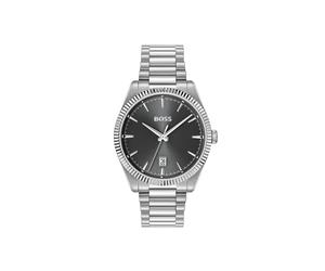 Quarzuhr BOSS "CHESWICK", silberfarben, anthrazit, Armbanduhren, Herren, Quarzuhr, Armbanduhr, Herrenuhr, Edelstahlarmband, analog, Tag (52579353-0) silberfarben, anthrazit