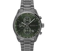 Quarzuhr BOSS "GRAND PRIX 44", grün (grau, dunkelgrün), Armbanduhren, Herren, Quarzuhr, Quarzuhr, Armbanduhr, Herrenuhr, Edelstahlarmband, analog, Tag (19801537-0) grau, dunkelgrün