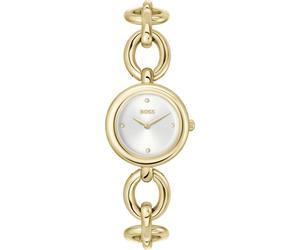 Quarzuhr BOSS "LIVE", gold (goldfarben), Armbanduhren, Damen, Quarzuhr, Armbanduhr, Damenuhr, Edelstahlarmband, analog, Glassteine (56454223-0) goldfarben