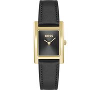 BOSS Uhr mit Lederarmband und gebürstetem, schwarzem Zifferblatt - Style LUCY, 58137074 Schwarz ONESI