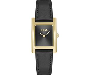 Quarzuhr BOSS "LUCY", schwarz, Armbanduhren, Damen, Quarzuhr, Damenuhr, Armbanduhr, analog, Lederarmband (43862966-0) schwarz