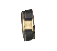 Quarzuhr BOSS "LUCY", schwarz (schwarz, gelbgoldfarben), Armbanduhren, Damen, goldfarben, Quarzuhr, Armbanduhr, Damenuhr, Lederarmband, analog (61235542-0) schwarz, gelbgoldfarben