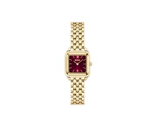 Quarzuhr BOSS "MAE PETITE", gold (silberfarben, weinrot), Armbanduhren, Damen, goldfarben, Quarzuhr, Armbanduhr, Damenuhr, Edelstahlarmband, analog (65464028-0) silberfarben, weinrot