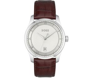 Quarzuhr BOSS "PRINCIPLE", braun, Armbanduhren, Herren, Quarzuhr, Herrenuhr, Armbanduhr, Datum, Lederarmband (35668548-0) braun