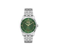 Quarzuhr BOSS "PRINCIPLE", grün (silberfarben), Armbanduhren, Herren, Quarzuhr, Armbanduhr, Damenuhr, Herrenuhr, Edelstahlarmband, analog, Tag (49499733-0) silberfarben